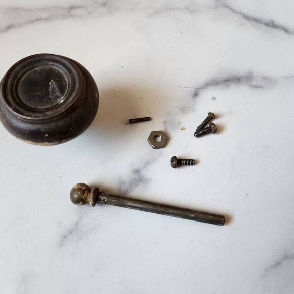 Antique dark metal bronze door knob round Victorian style - Picture 2 of 5